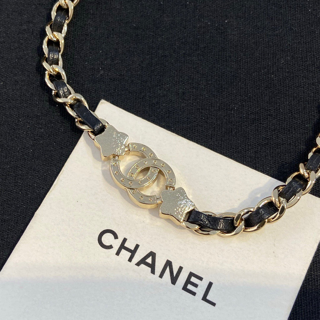 Chanel Black Leather Star Choker