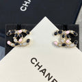 Chanel Black Pink Earrings