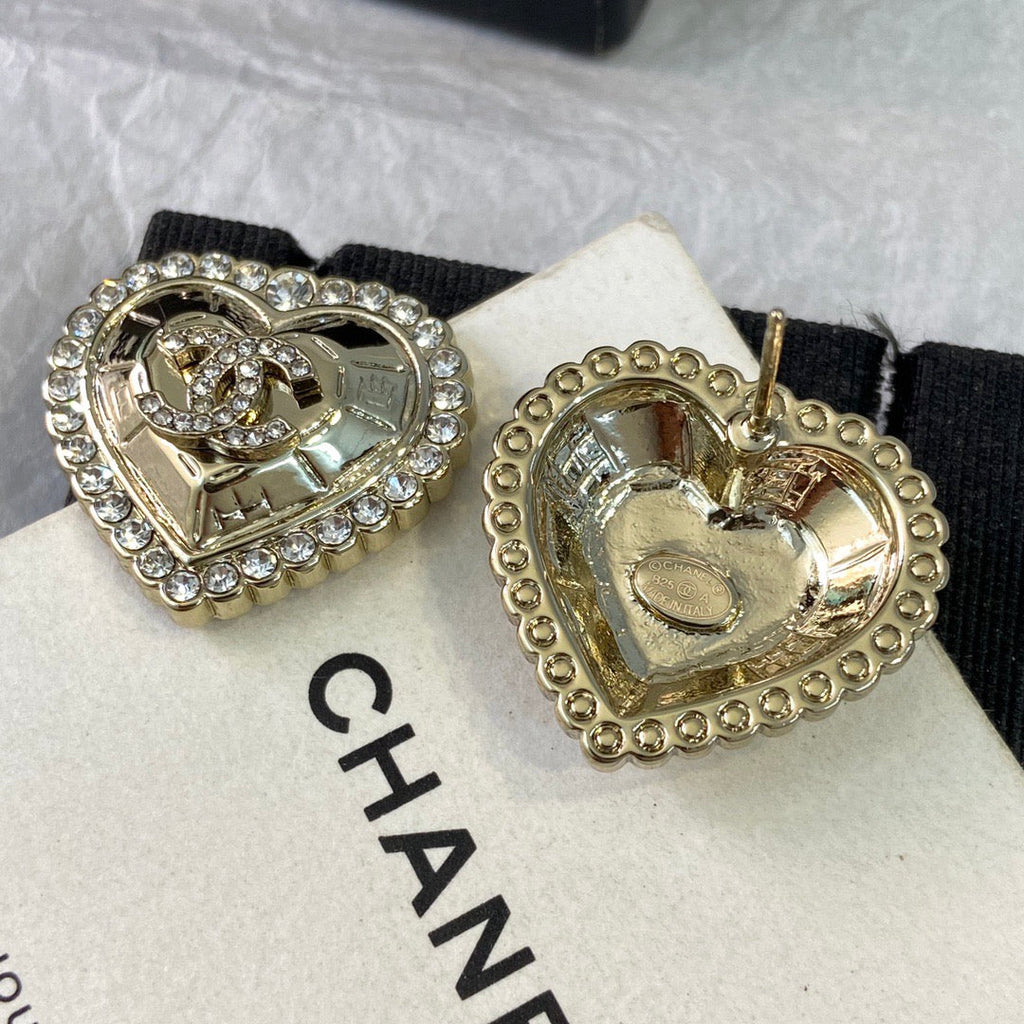 Chanel Gold Heart Earrings