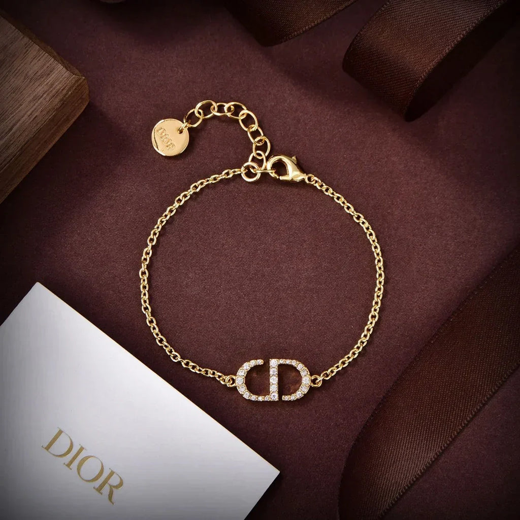 Dior Simple Diamond Necklace Bracelet